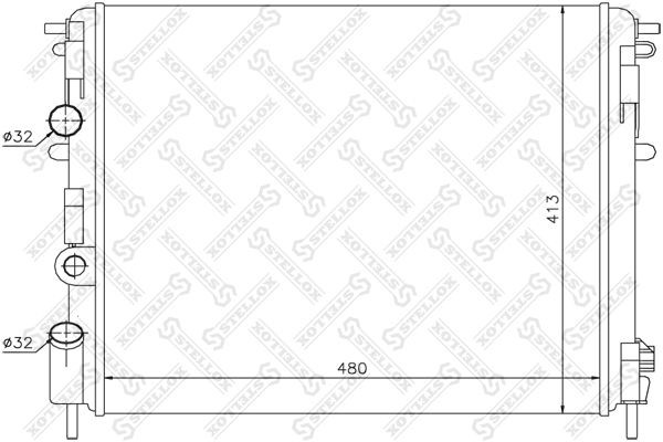 радиатор системы охлаждения! без AC\ Renault Clio 1.9D 98> 10-25134-SX STELLOX