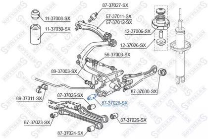 сайлентблок зад. амортизатора!\ Honda Accord all 90-93 87-37028-SX STELLOX