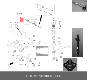 Рейка рулевая CHERY Tiggo (16-) с тягами механическая OE 201000167AA CHERY