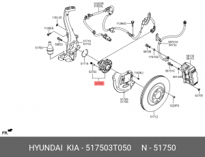 Ступица KIA Quoris (11-) передняя OE 517503T050 HYUNDAI KIA