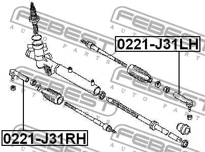 Наконечник рулевой 0221-J31RH 0221-J31RH FEBEST