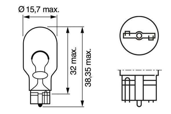 Лампа 12V W16W W2.1x9.5d блистер (2шт.) Pure Light BOSCH 1 987 301 049 BOSCH