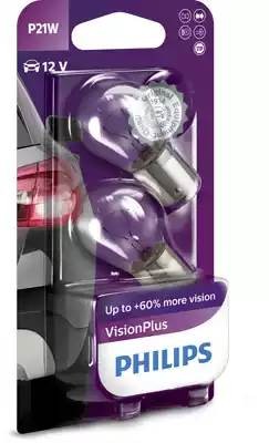 Лампа 12V P21W BA15s +60% блистер (2шт.) VisionPlus PHILIPS 12498VPB2 PHILIPS
