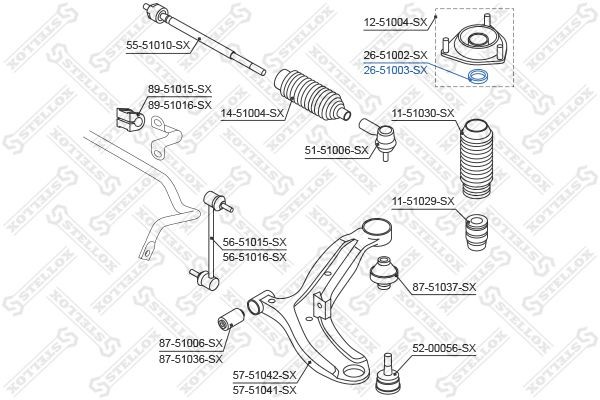 851 1603=OE [5461225000] !подшипник опоры аморт.\ Hyundai Getz 04> 2651003SX STELLOX