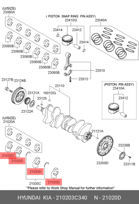 Вкладыши HYUNDAI ix55 (09-),Santa Fe (10-) KIA Mohave (09-) (3.5/3.8) коренные S 210203C340 HYUNDAI KIA