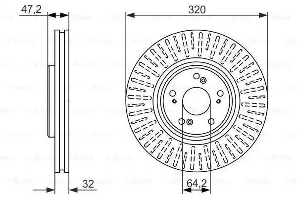Диск тормозной HONDA Accord (08-) передний (1шт.) BOSCH 0 986 479 741 BOSCH