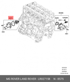 термостат в сборе! 82 с прокл.\ Land Rover Freelander/Evoque 2.0 12-18 LR027158 LAND ROVER