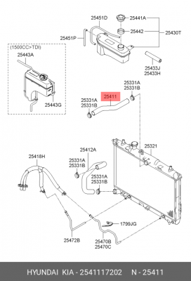 HYUNDAI ШЛАНГ СИСТЕМЫ ОХЛАЖДЕНИЯ 2541117202 HYUNDAI