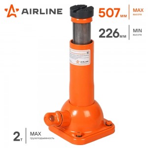 Домкрат бутылочный 2 т AIRLINE 226 - 507 мм винтовой AJ-R-03S AIRLINE