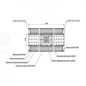 Пламегаситель универс. 100/200-50 с перф. диффузором (нерж. сталь) (ESM 10020050 ESM 10020050D TRIALLI