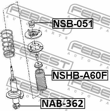 Сайлентблок переднего амортизатора INFINITI QX56 NAB-362 NAB-362 FEBEST