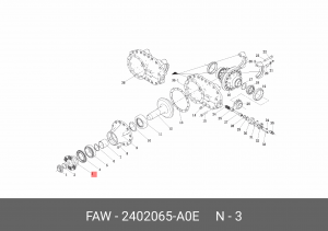 Фланец FAW J5 6х6 шестерни ведущей OE 2402065-A0E FAW