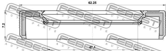 САЛЬНИК ПРИВОДА 47.1X62.25X7.2X9.3 подходит для MAZDA CX-7 ER 2007-2009 [EU] 95L 95LBY-49620709X FEBEST