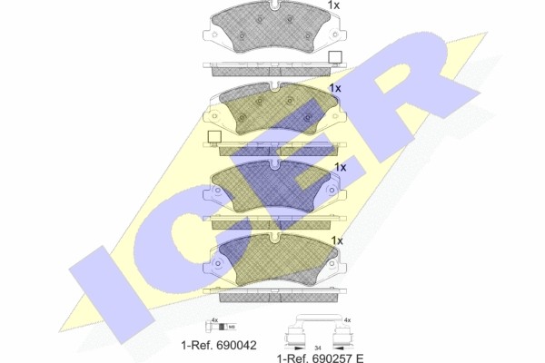 Комплект тормозных колодок, дисковый тормоз 181957-203 181957203 ICER