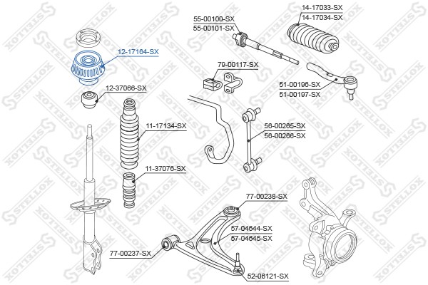 Опора амортизатора HONDA Jazz 2 переднего левая/правая STELLOX 12-17164-SX STELLOX