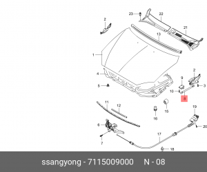Амортизатор SSANGYONG Kyron (05-) капота OE 7115009000 SSANG YONG