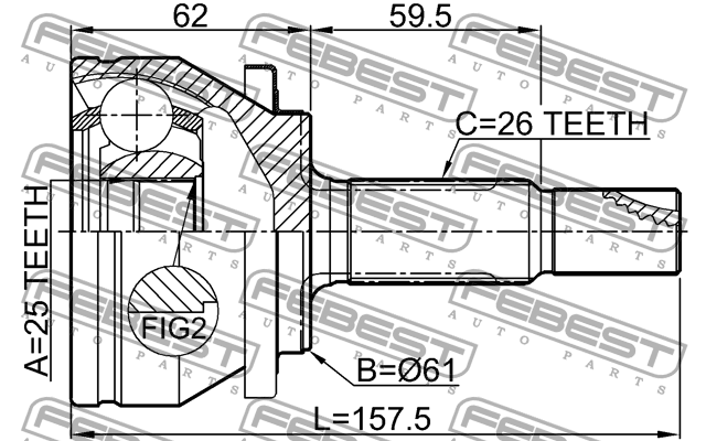ШРУС внешний TOYOTA COROLLA 2013- 0110-ZRE181 0110-ZRE181 FEBEST
