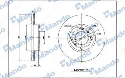 Диск тормозной PEUGEOT 406 (96-04) передний (1шт.) MANDO MBC030102 MANDO