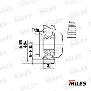 ШРУС внутренний AUDI A3/SKODA OCTAVIA/VW PASSAT B6 03- GA10084 GA10084 MILES