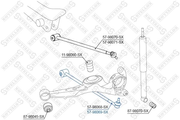 рычаг задней подвески нижний левый!\ Toyota RAV 4 SXA1# all 94-00 57-98069-SX STELLOX