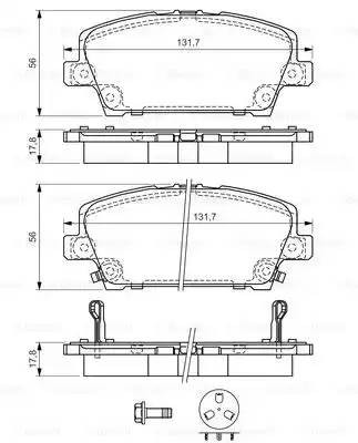 Колодки тормозные HONDA Civic 7 (1.3/1.4/1.8/2.2CTDi) (01.06-) передние (4шт.) B 0 986 494 136 BOSCH