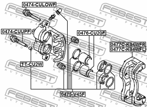 Скоба суппорта передн правая MITSUBISHI PAJERO II, SPORT  0477C-K94WFR 0477C-K94WFR FEBEST