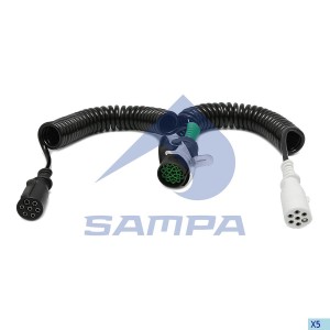 Кабель электрический 7 полюсов и 6+1 полюсов сдвоенный 24V 15 pol to 2x7 pol., T 052.224 SAMPA