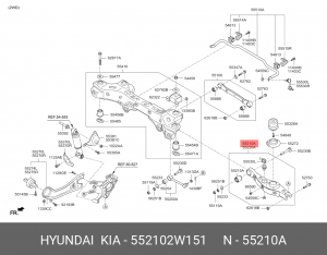 Рычаг подвески HYUNDAI Santa Fe (12-)(4WD) задней нижний левый OE 552102W151 HYUNDAI KIA