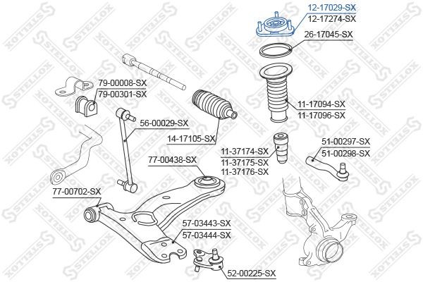 опора амортизатора переднего!\ Toyota Rav 4 2.4 16V/3.5 24V 05> 12-17029-SX STELLOX