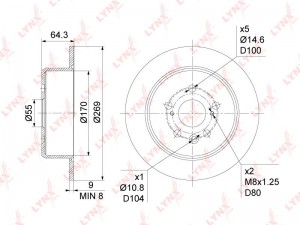 диск тормозной задний! 269x9\ Toyota Carina 2.0 92-94 BN-1149 LYNXAUTO