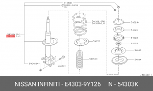 СТОЙКА АМОРТИЗАТОРНАЯ С ХОДОМ СЖАТИЯ 285 E4303-9Y126 E43039Y126 NISSAN
