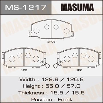 колодки дисковые передние!\ Toyota Previa 2.4i 90-00 MS1217 MASUMA