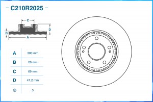 Тормозной диск передний C210R2025 C210R2025 CWORKS