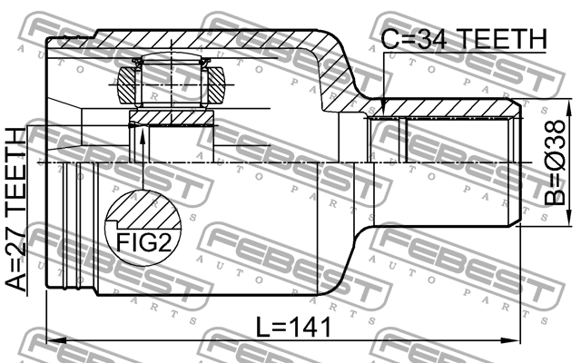 ШРУС внутр левый MERCEDES BENZ E-CLASS 212 4 MATIC 2008-2013 1611-221FLH 1611-221FLH FEBEST