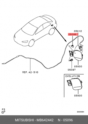 Крепеж MITSUBISHI Pajero лючка бак топливного OE MB642442 MITSUBISHI