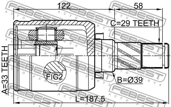 ШРУС внутренний левый NISSAN QASHQAI J10E 2006.12-2013.12 0211-MR20MTLH 0211-MR20MTLH FEBEST