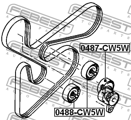 Ролик обводной MITSUBISHI OUTLANDER CW# 2006-2012 0488-CW5W 0488-CW5W FEBEST