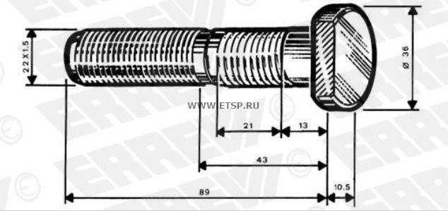 болт колесный! M22x1.5x99/89/45 \BPW 729355 ERREVI