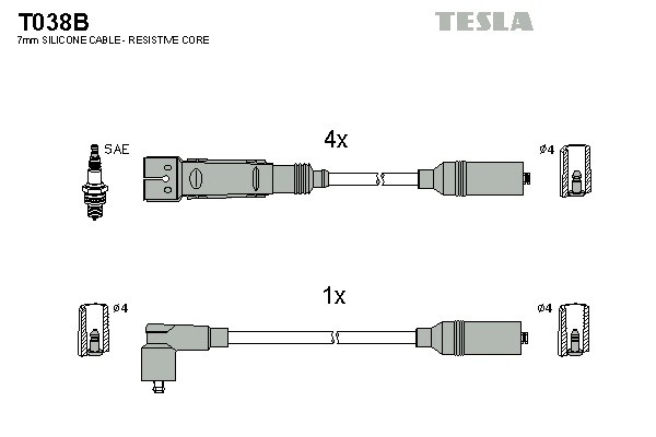 к-кт проводов!\ Audi 80 1.3-2.0i 78-96 T038B TESLA