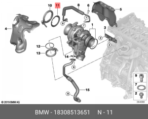 прокладка глушителя!\ BMW 1-серия E82/E88 06> 18 30 8 513 651 BMW