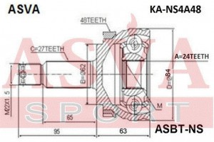 ШРУС НАРУЖНЫЙ 24x62x27 12 KANS4A48 KA-NS4A48 ASVA
