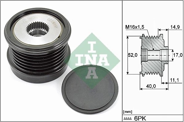 Шкив генератора MERCEDES C160-C250 W205, E200, E250 W212 535029310 535 0293 10 INA