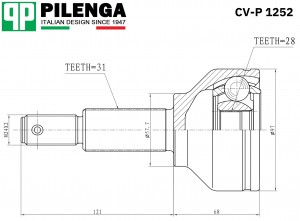 ШРУС передний внешний левый, правый FORD TRANSIT c 2006 TT9 CV-P1252 CV-P1252 PILENGA