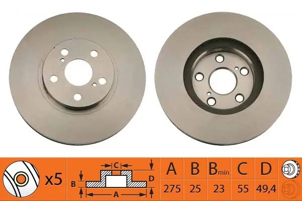 Диск тормозной передний TOYOTA CELICA 1.8 99-00 BR21126T BR21126T SB NAGAMOCHI