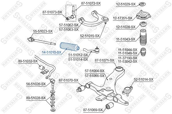 пыльник рейки рулевой!\ Hyundai Sonata IV 98> 14-51010-SX STELLOX