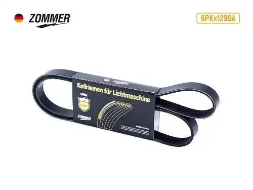 Ремень 1290 (6РК) AUDI, LAND ROVER, FIAT ATHLET поликлиновый EPDM 6PK1290A ZOMMER