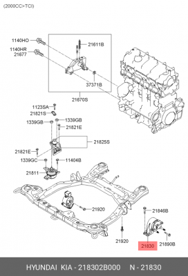 Опора двигателя HYUNDAI Santa Fe (05-) левая МКПП OE 218302B000 HYUNDAI KIA