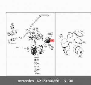 Блок клапанов MERCEDES S (W221),R (W251) пневмоподвески OE A 212 320 03 58 MERCEDES BENZ