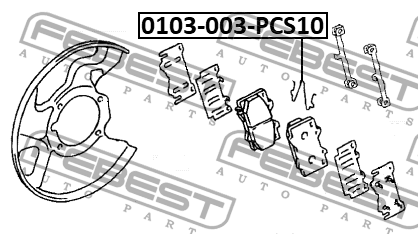 ремк-кт тормозных колодок! пружины 10шт\ Toyota Land Cruiser 02-07 0103-003-PCS10 FEBEST