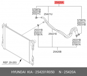 Патрубок HYUNDAI Solaris (10-) KIA Rio (11-) системы охлаждения OE 254201R050 HYUNDAI KIA